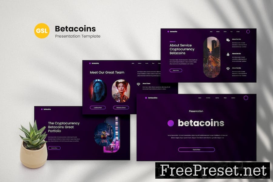 Betacoins - Cryptocurrency Google Slides Template G69WUR4