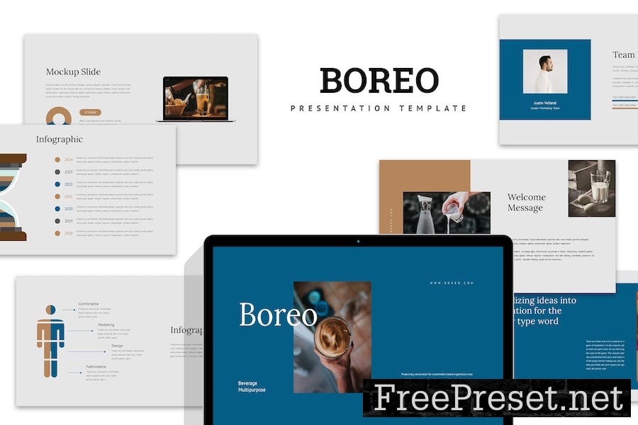 Boreo : Beverage Google Slides Template BK5XX8B