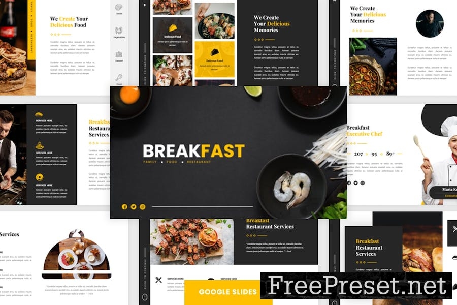 Breakfast - Food Beverages Google Slides Template TR46YM3