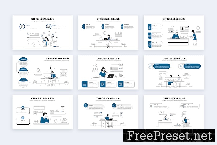 Business Office Scenes PowerPoint Infographics WHVSDX9