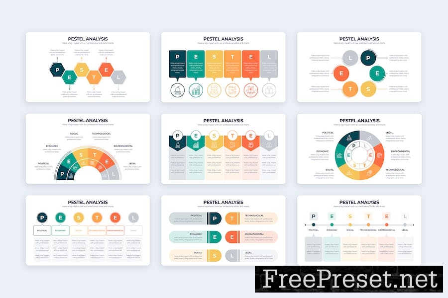 Business PESTEL Analysis PowerPoint Infographics BTQV9FK