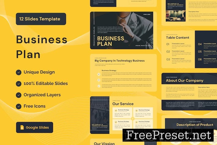 Business Plan Presentation Template - Google Slide