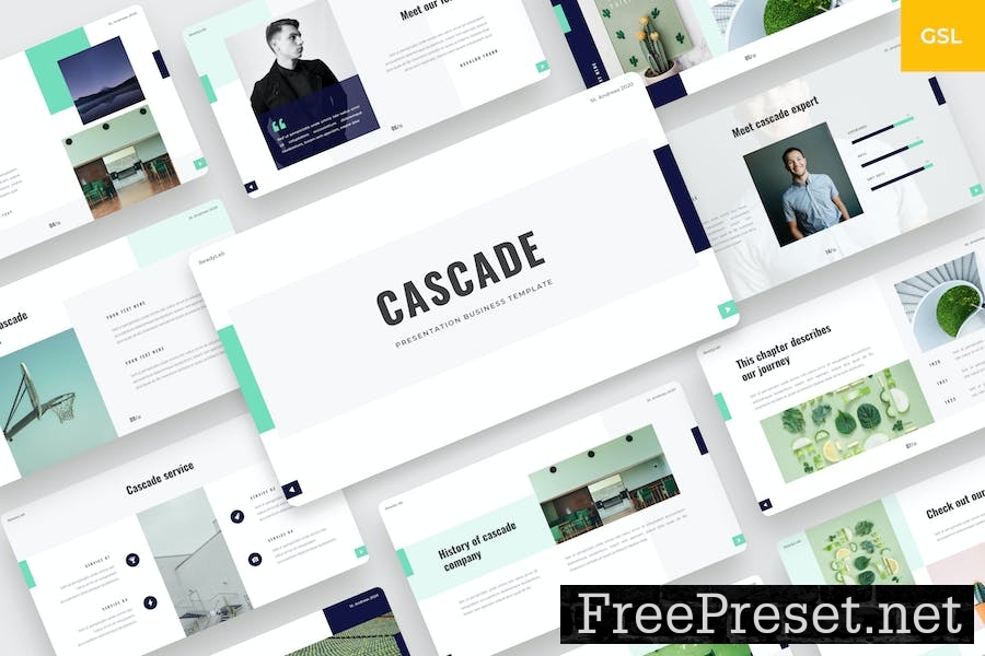 Cascade - Business Google Slides Template NLZ7HJB