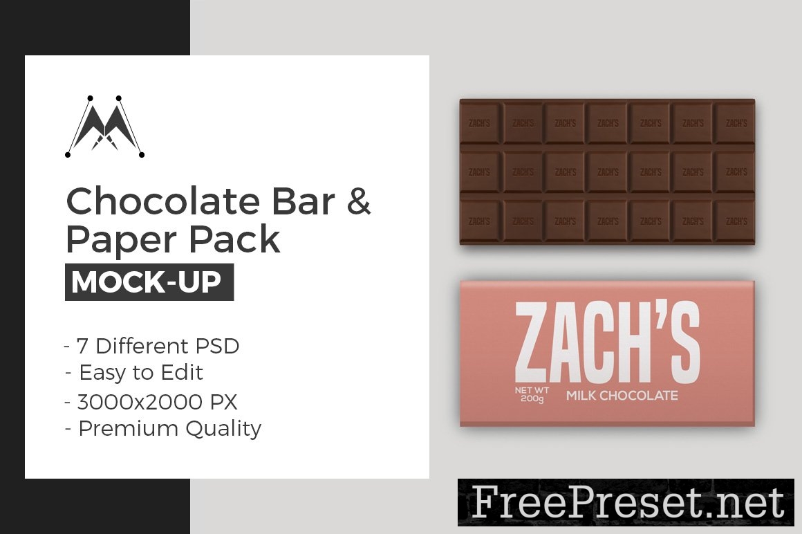 Chocolate Bar Paper Pack Mockup 4446570