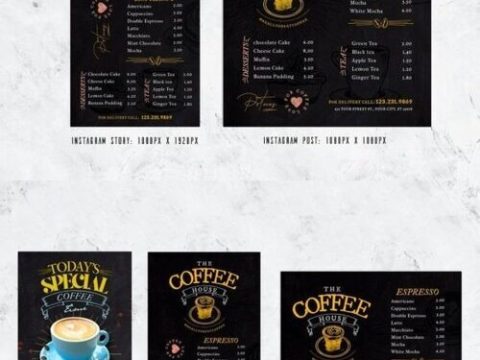 Coffee Shop Menu Social Media Pack