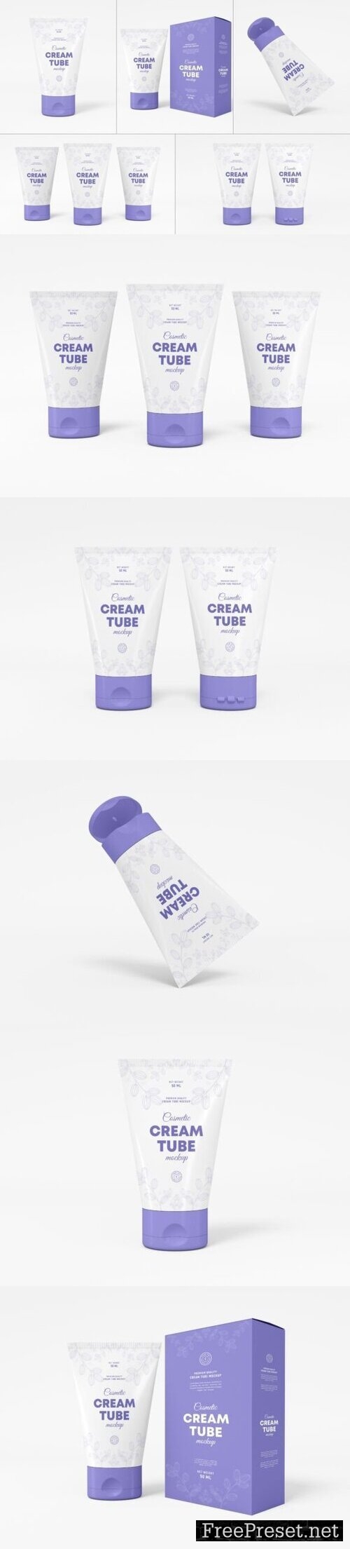 Cosmetic Cream Tube Branding Mockup Set