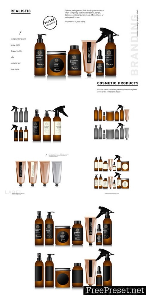 Cosmetic vector mockup bottle