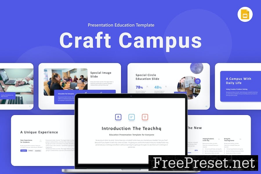 Craft Campus Blue Modern Education Google Slides PPDMAPK