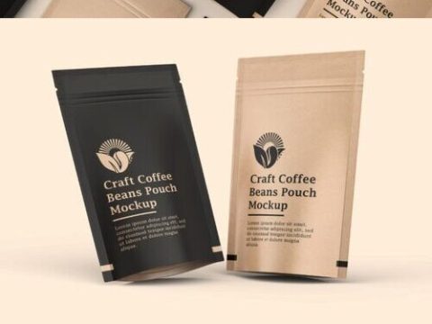 Craft Paper Coffee Pouch Bag Mockup