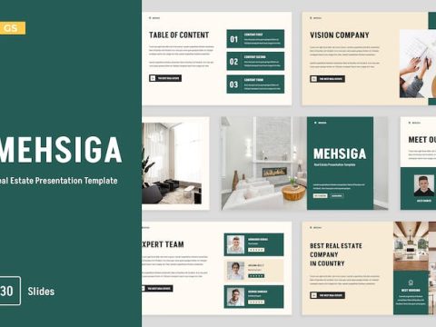 Cream Simple Green Real Estate Company Profile 002