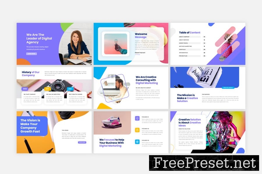 Creative Digital Agency Google Slides Template 4W5NSSV