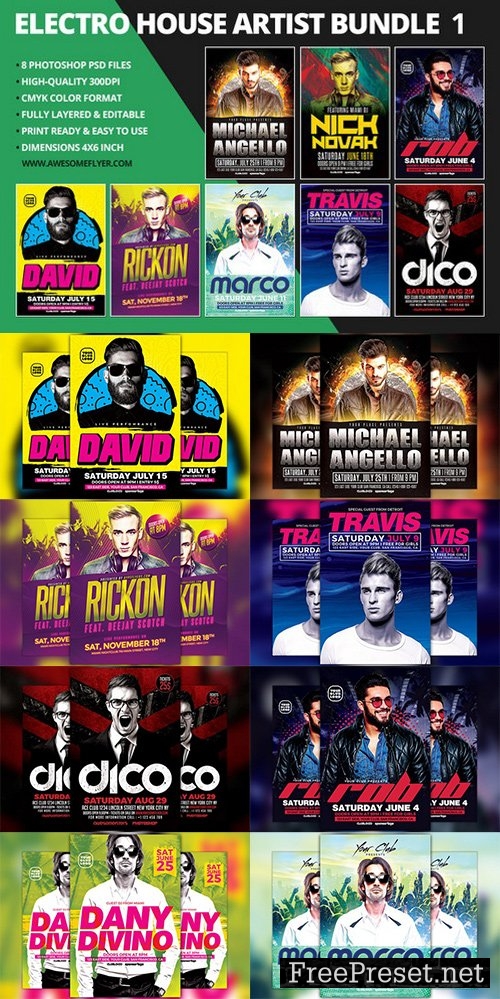 Electro House Artist Flyer Bundle 1