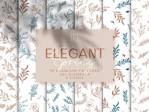 Elegant Spring Flowers & Leaves Cards