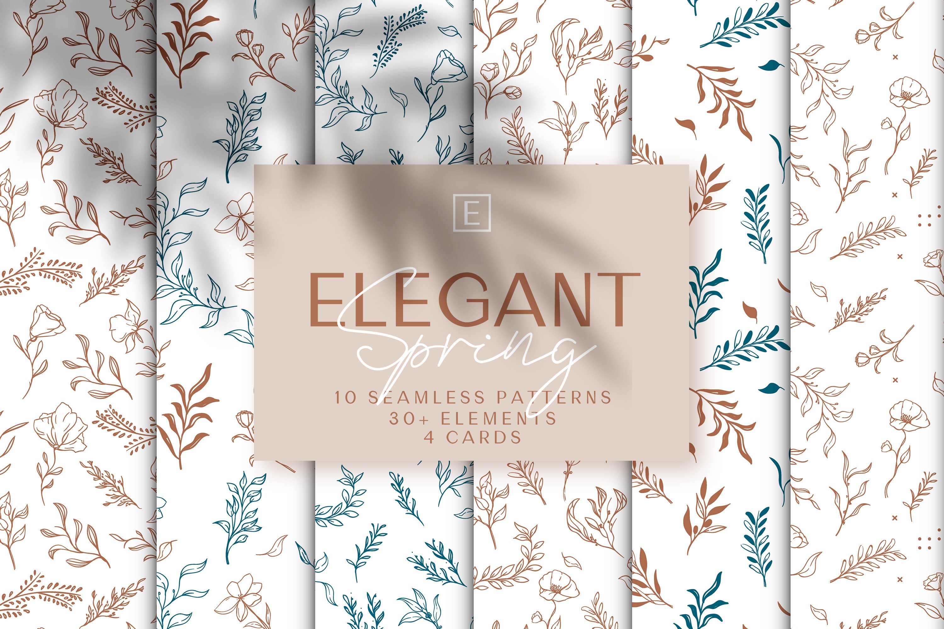 Elegant Spring Flowers & Leaves Cards