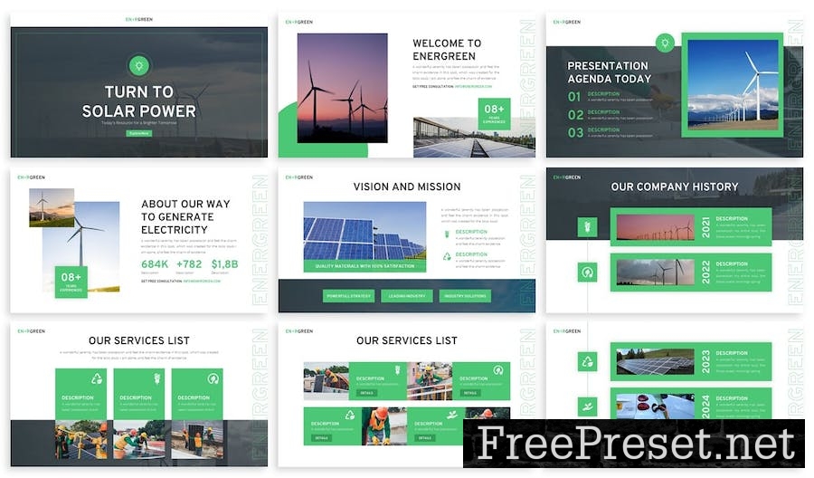 Energreen - Solar Energy Google Slide Template 674BHSU