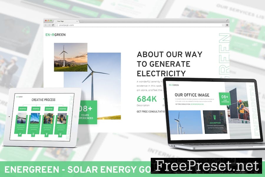 Energreen - Solar Energy Google Slide Template 674BHSU