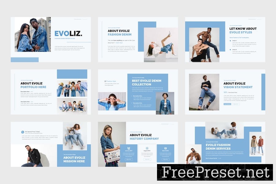 Evoliz - Fashion Denim Googles Slides Template 3M9AWBH