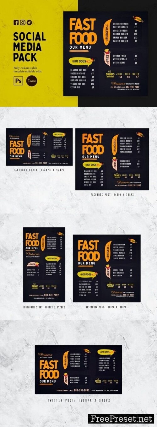 Fast Food Menu Social Media Pack