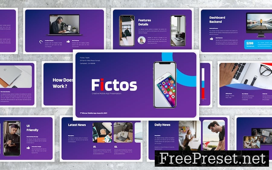 Fictos – Mobile App Proposal Google Slides 6UMCMKY