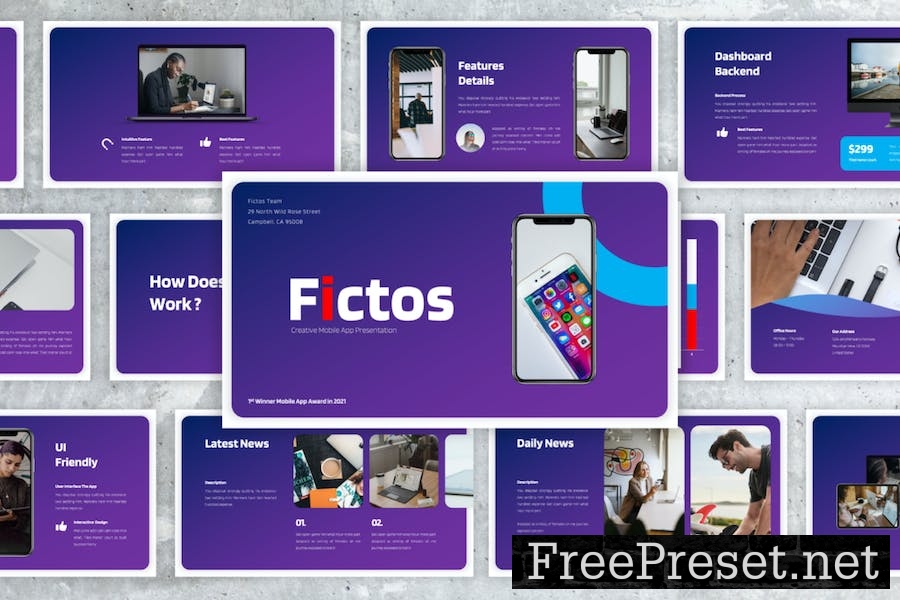 Fictos – Mobile App Proposal Google Slides 6UMCMKY