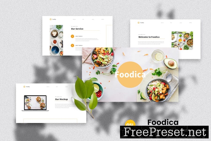 Foodica - Food Google Slides Template 8MK8MYK