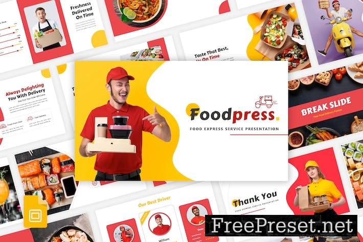 Foodpress - Food Delivery Google Slides Template U77UNJZ