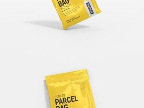 Glossy Foil Parcel Delivery Bag Mockup