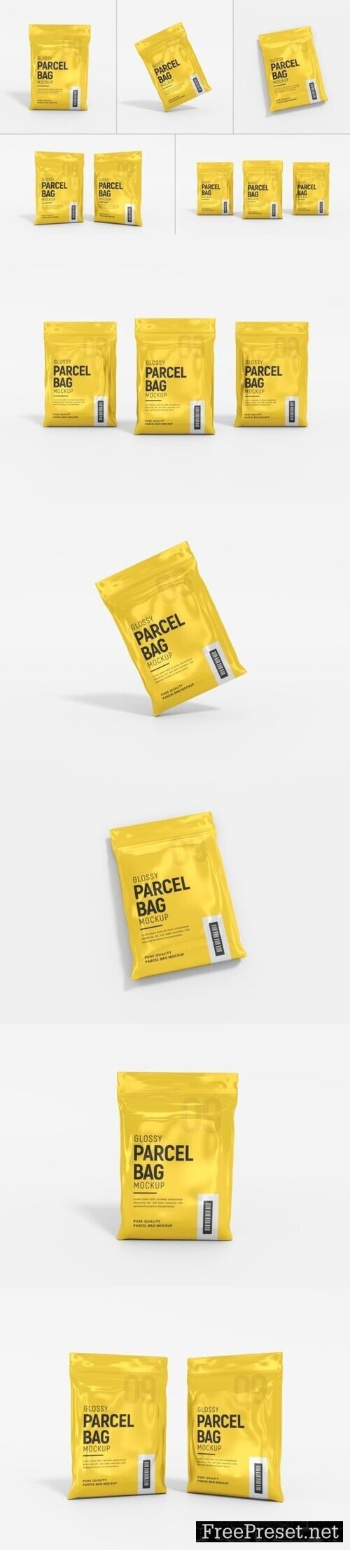 Glossy Foil Parcel Delivery Bag Mockup