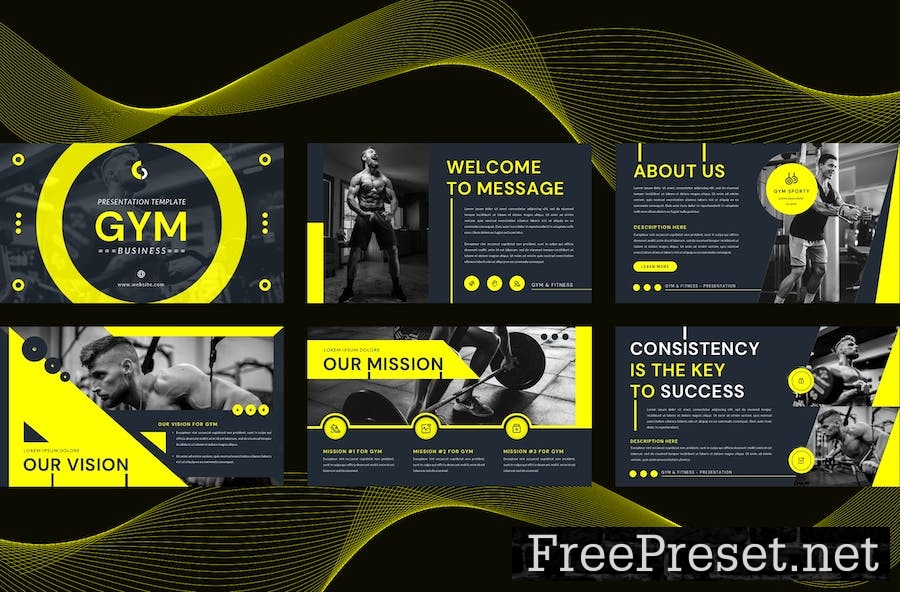 GYM Business Presentation Template - Google Slides ECF9NSS