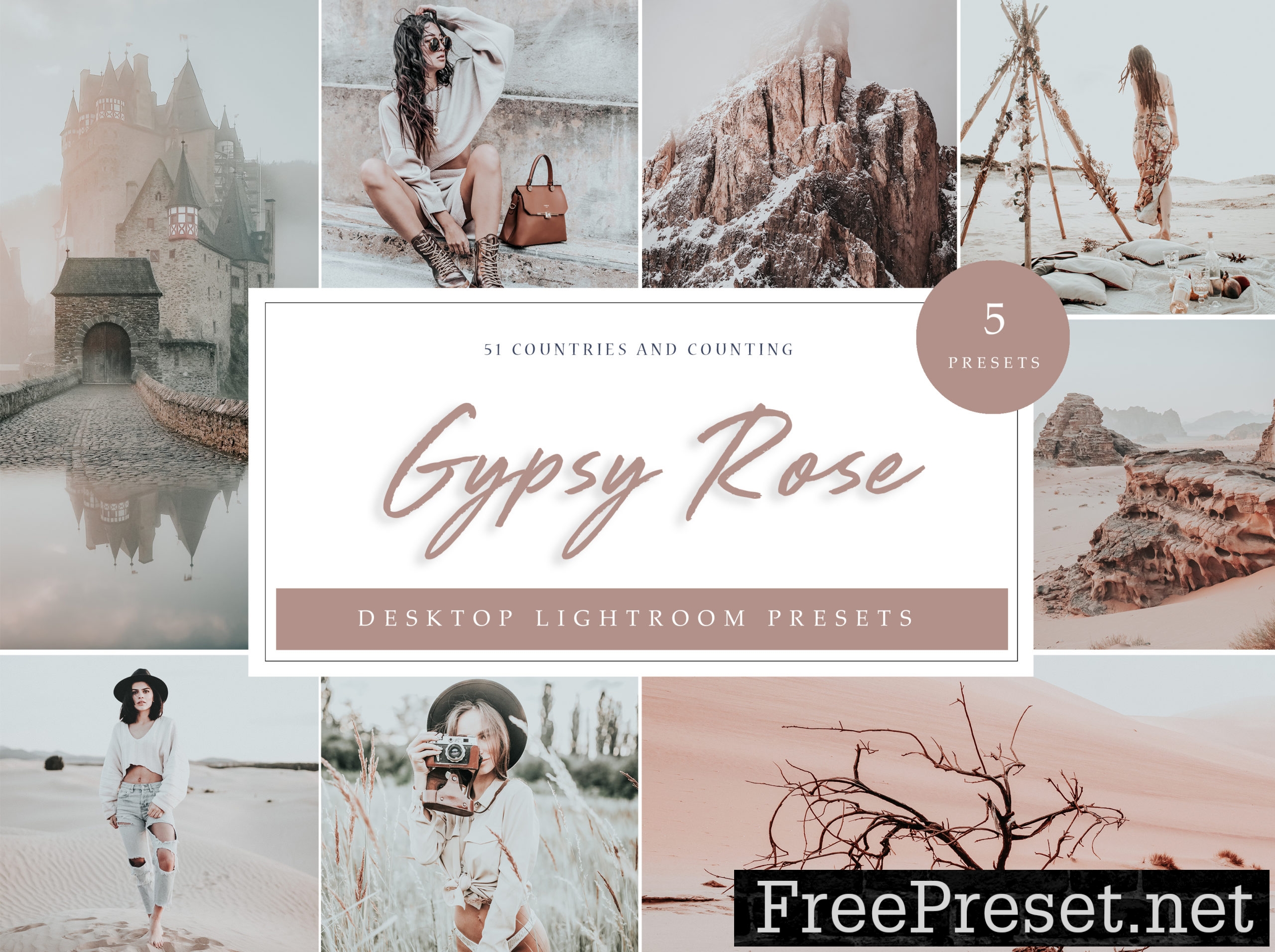 Gypsy Rose Desktop Lightroom Presets // LR Template