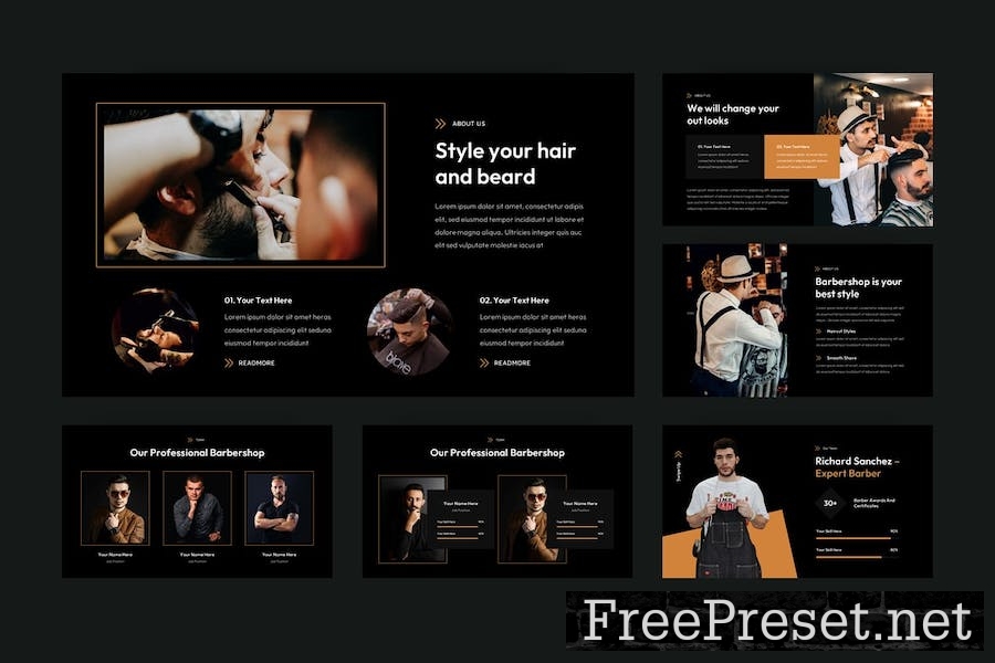 Hairshop - Barbershop & Shaving Google Slides R667UR8