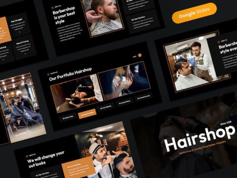 Hairshop - Barbershop & Shaving Google Slides R667UR8