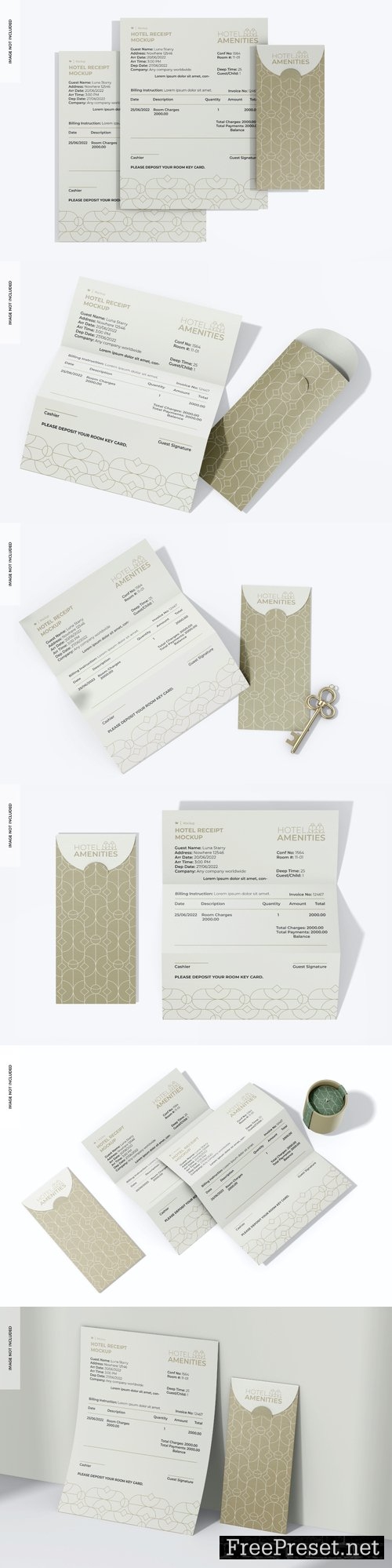 Hotel receipt mockup