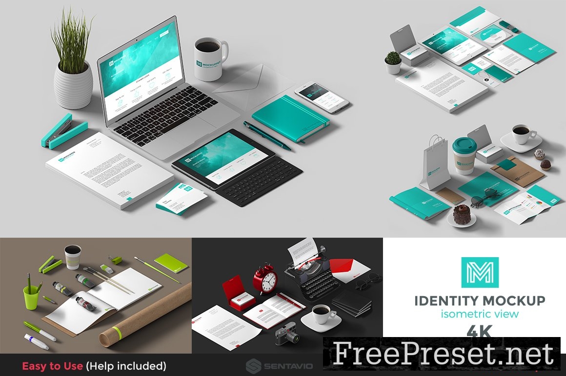 Identity Mockup Isometric view 4K