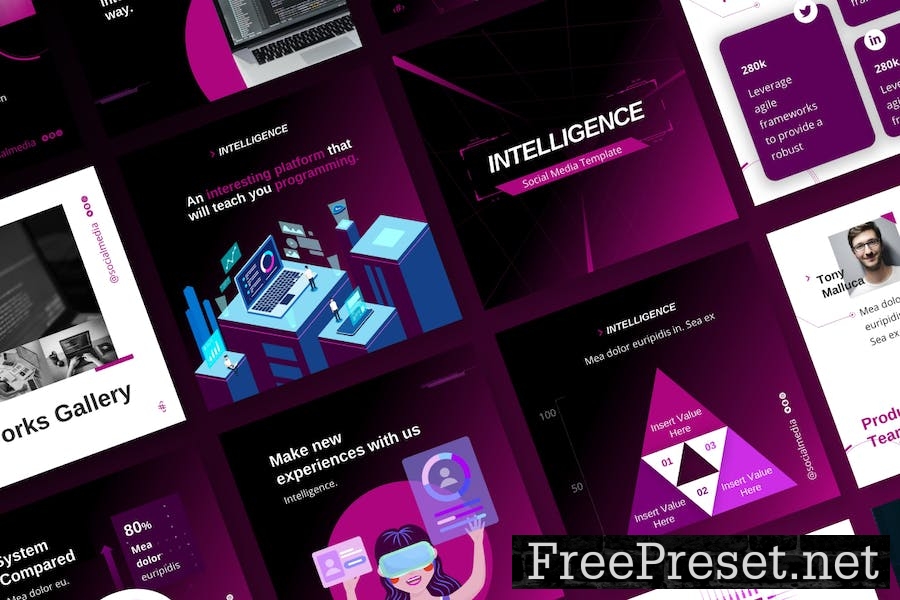 Intelligence Social Media PowerPoint Template J35UBPG