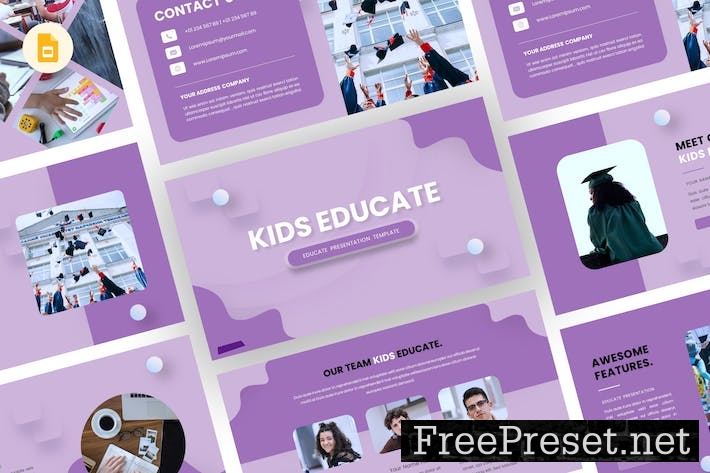 Kids - Educate Google Slides Template XCR2MEX