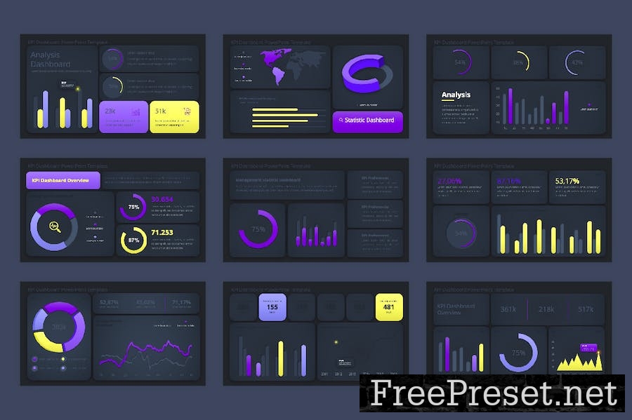 KPI Dashboard PowerPoint Template 67F6DU8