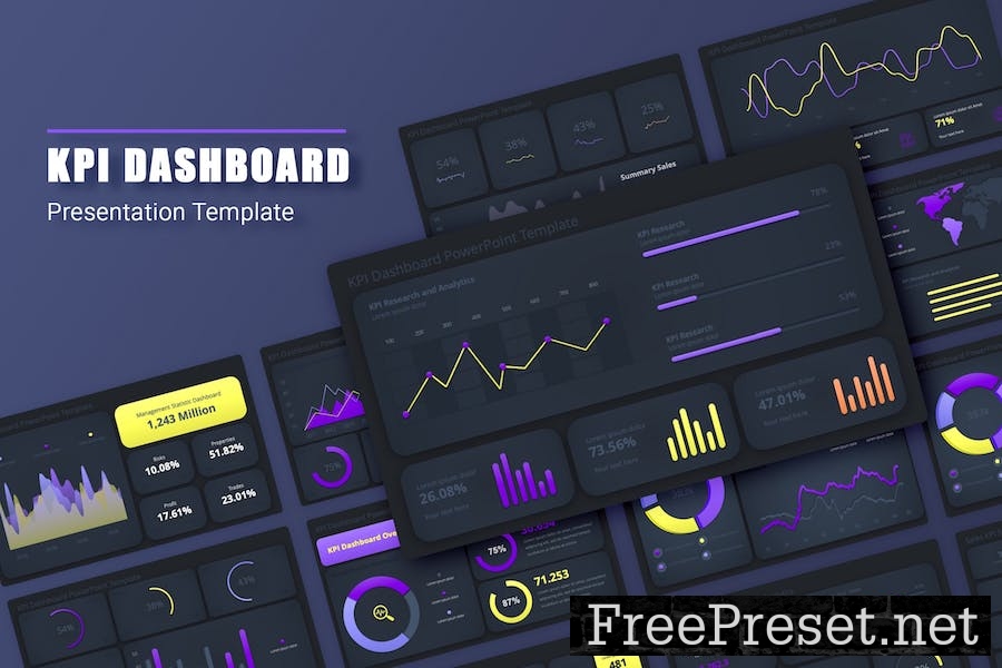 KPI Dashboard PowerPoint Template 67F6DU8