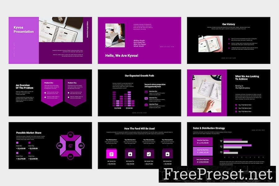 Kyvoa : Pitch Deck Purple Google Slides Template 729GY8B