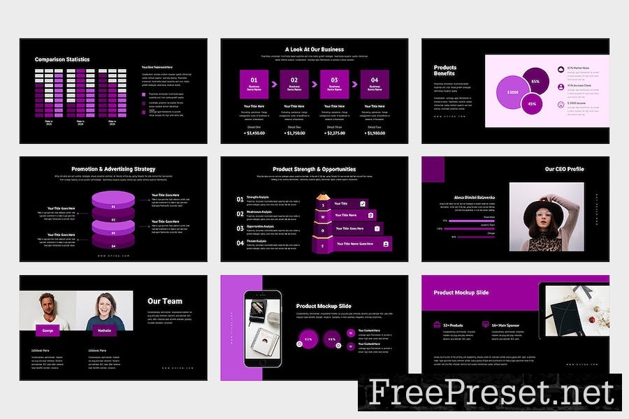 Kyvoa : Pitch Deck Purple Google Slides Template 729GY8B