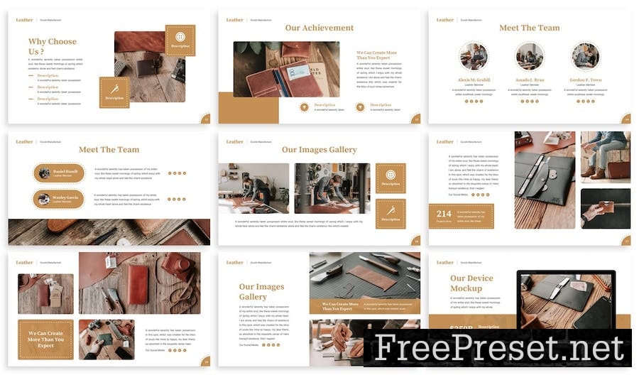 Leather - Crafts Google Slide Template NALVQC8