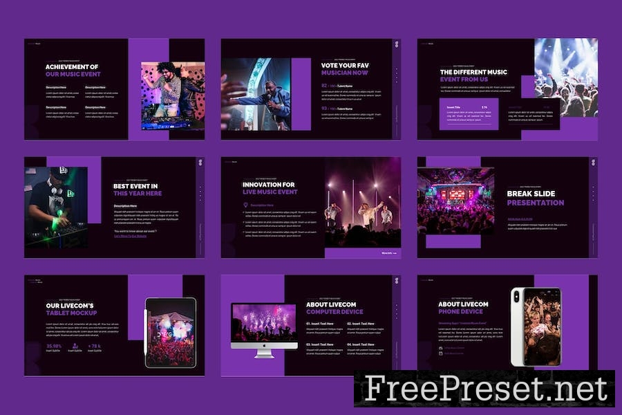 Livecom - Music Event Google Slides Template A9TESBK