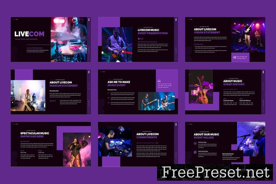 Livecom - Music Event Google Slides Template A9TESBK