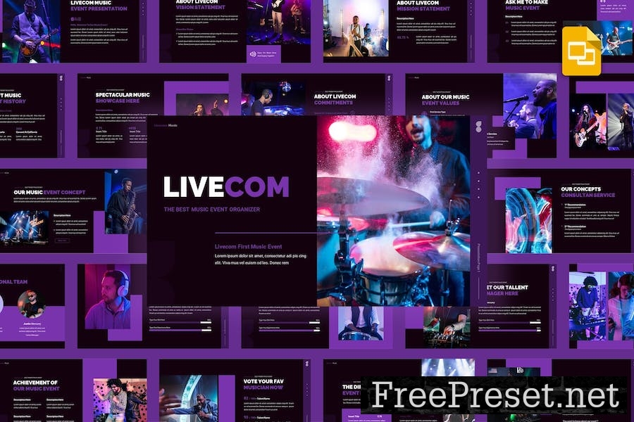 Livecom - Music Event Google Slides Template A9TESBK