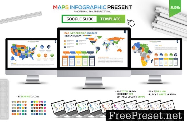 Maps Infographic Google Slides Template MFV66PJ