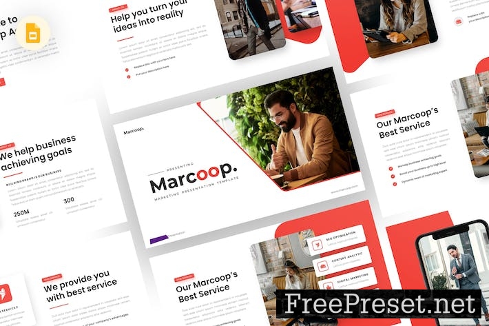 Marcoop - Marketing Google Slides Template 33F54BK