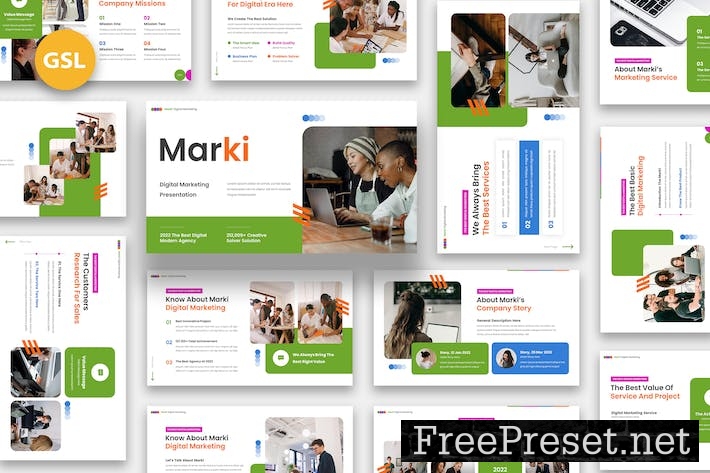 Marki - Digital Marketing Google Slides GMLRSMB