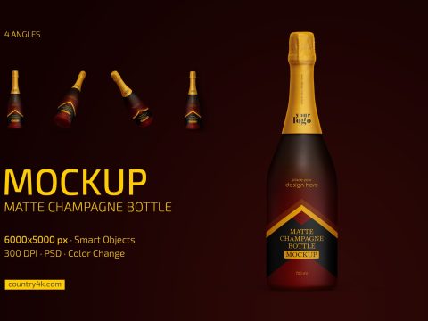 Matte Champagne Bottle Mockup Set 10196924