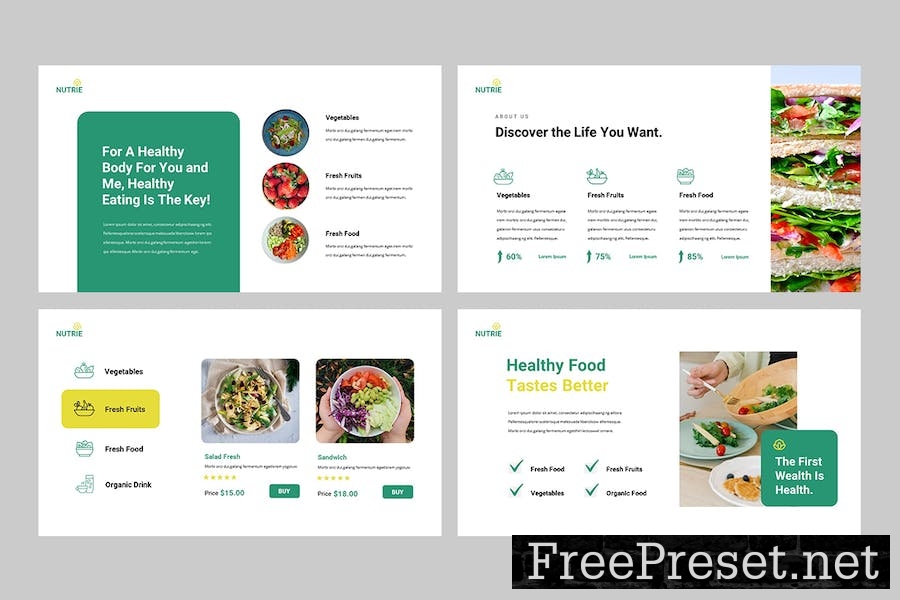 NUTRIE - Healthy Food Google Slides Template J4USXED