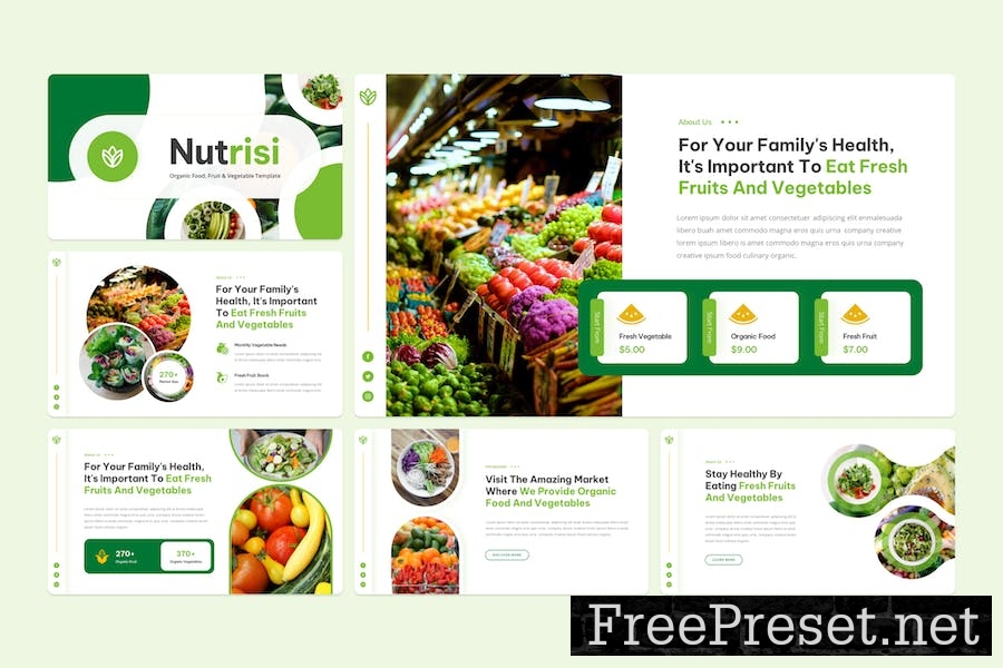 Organic Food, Fruit & Vegetable Google Slide MVGXZ8T